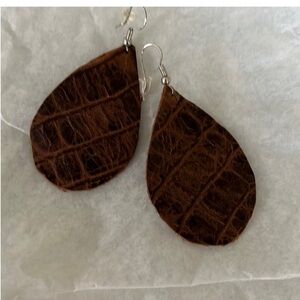 Rustic Brown Textured faux Leather Earrings